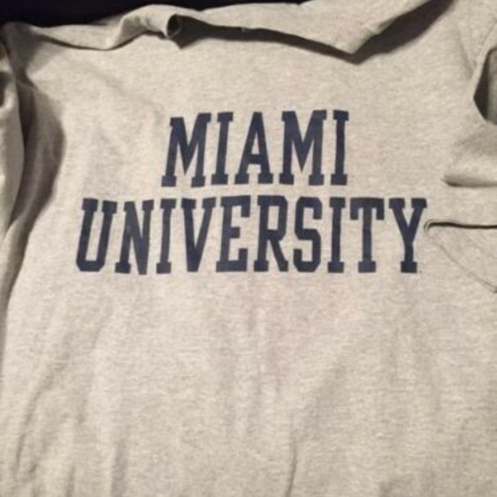 MIAMI UNIVERSITY T-SHIRT SIZE L GRAY w/Blue